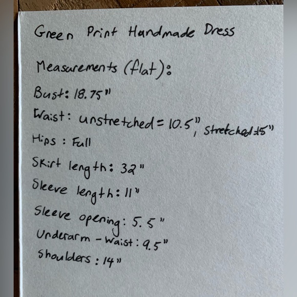 Handmade green patterned print dress - Picture 7 of 7